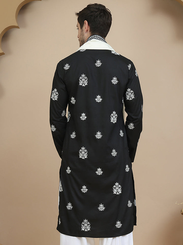 Embroidered &amp; Sequin Kurta With Dupatta