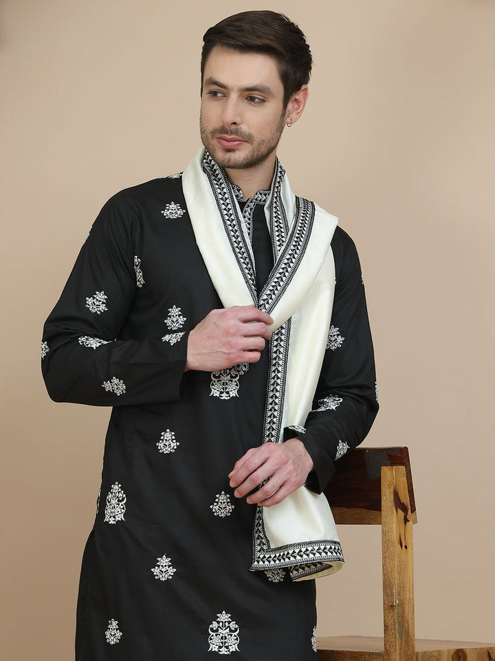 Embroidered &amp; Sequin Kurta With Dupatta