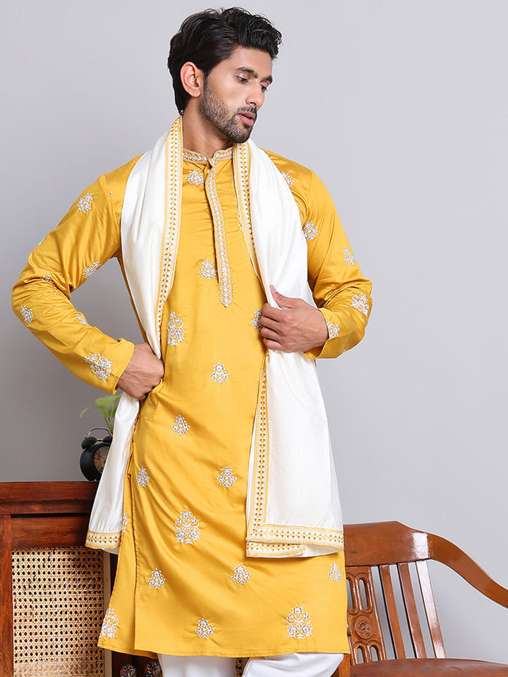 Embroidered &amp; Sequin Kurta With Dupatta