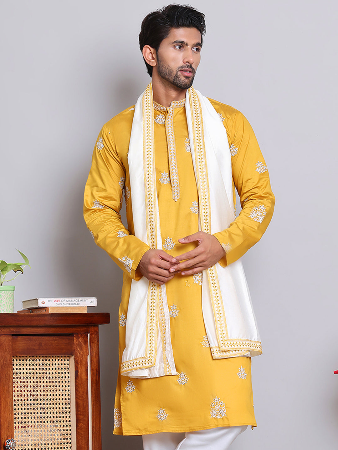 Embroidered &amp; Sequin Kurta With Dupatta