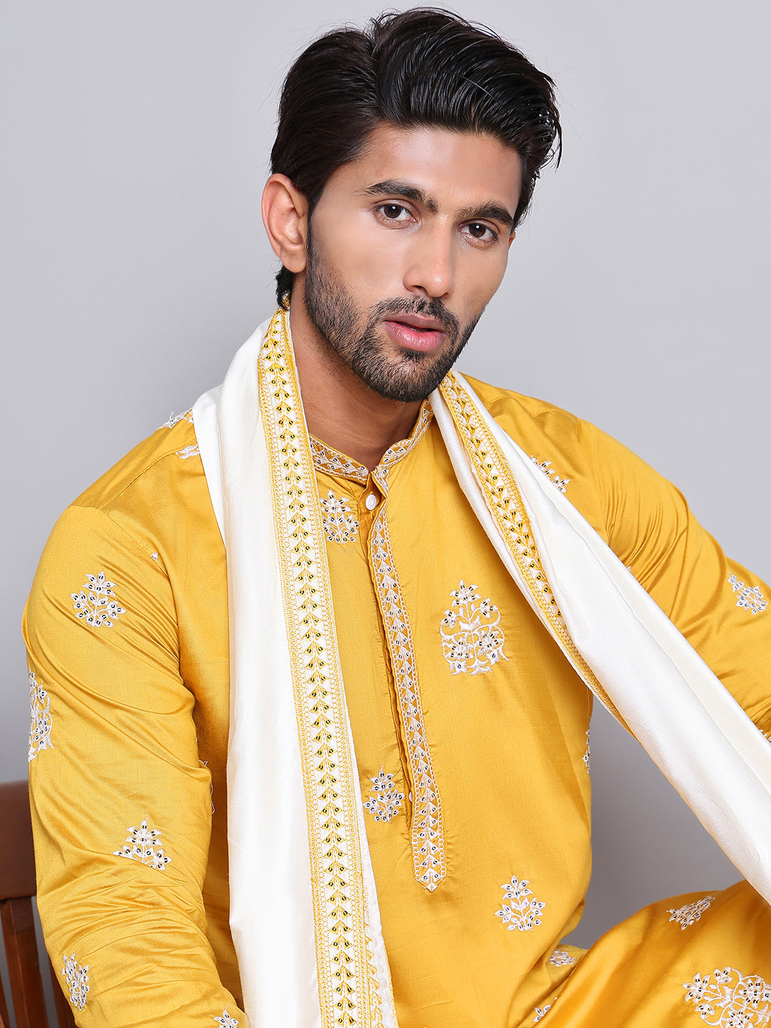 Embroidered &amp; Sequin Kurta With Dupatta