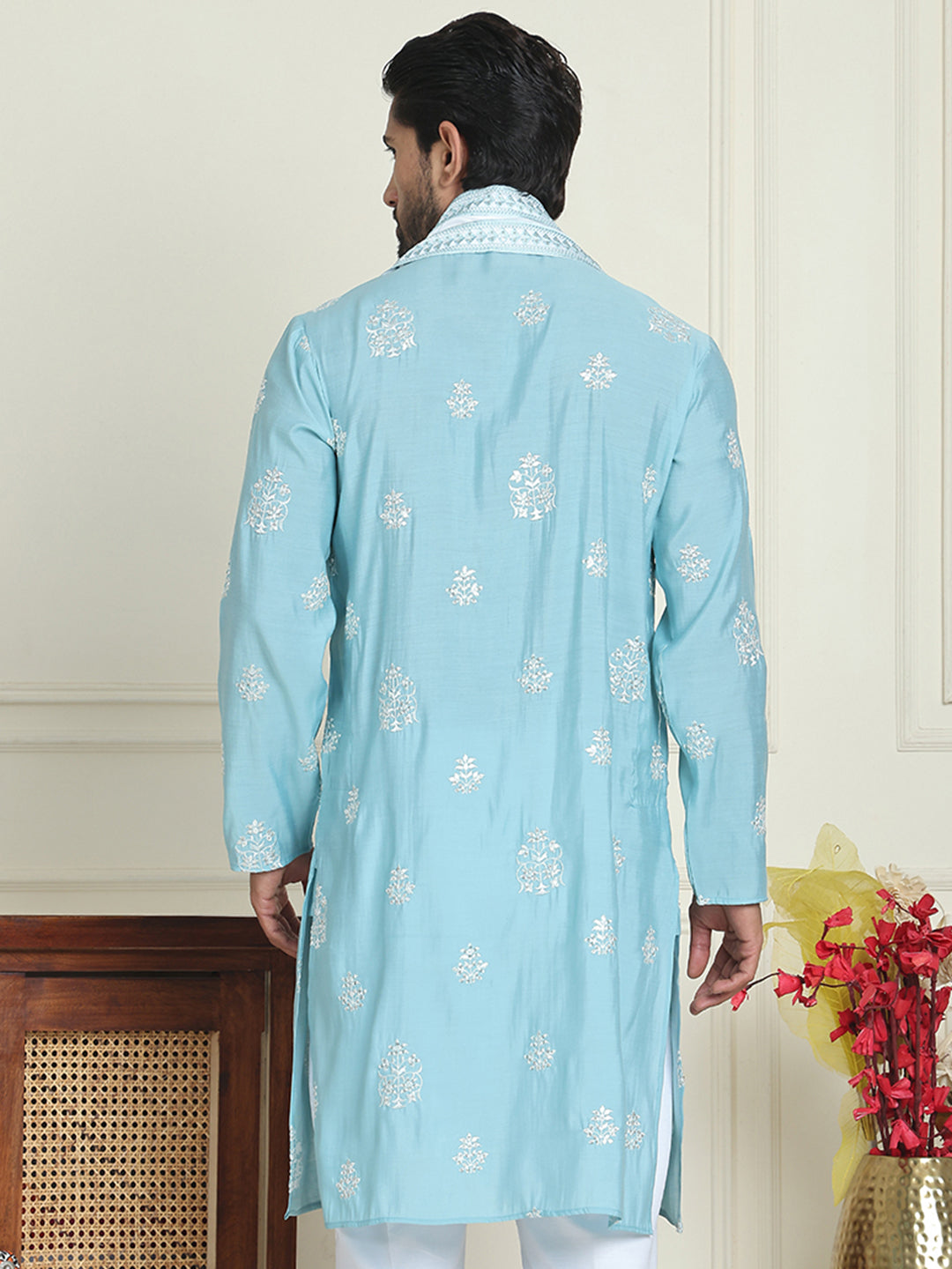 Embroidered &amp; Sequin Kurta With Dupatta
