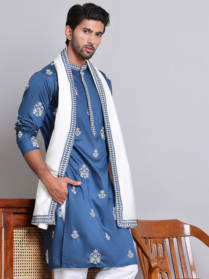 Embroidered &amp; Sequin Kurta With Dupatta