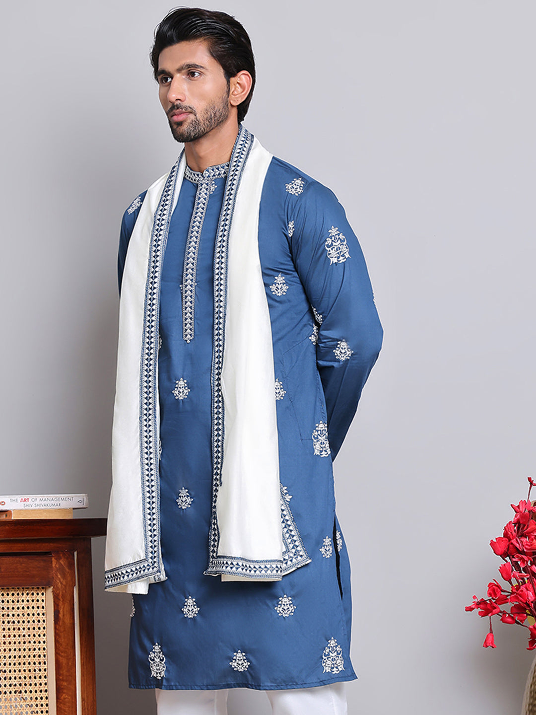 Embroidered &amp; Sequin Kurta With Dupatta