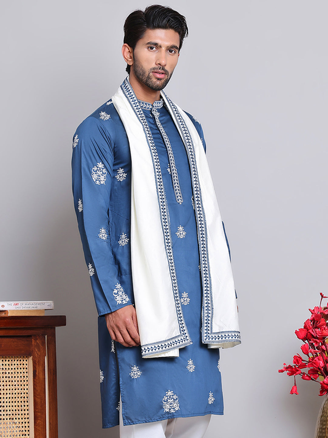 Embroidered &amp; Sequin Kurta With Dupatta