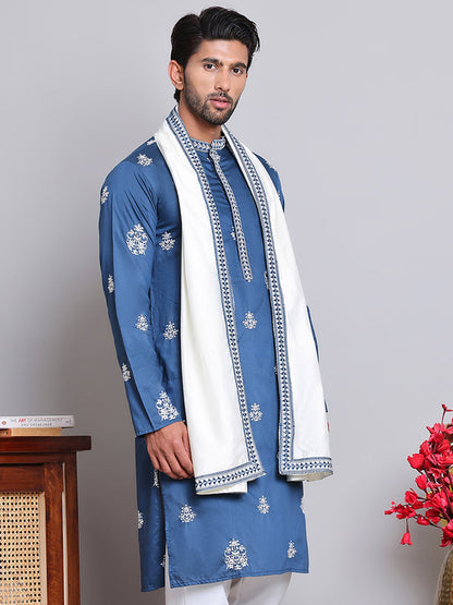 Embroidered & Sequin Kurta With Dupatta