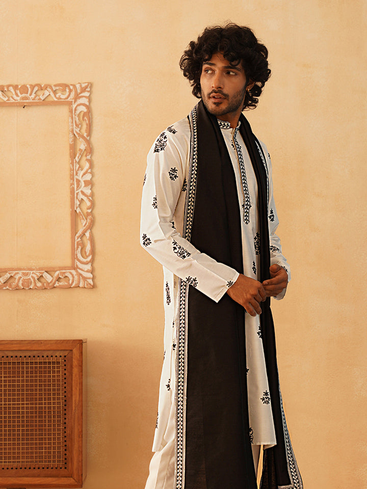 Embroidered &amp; Sequin Kurta With Dupatta