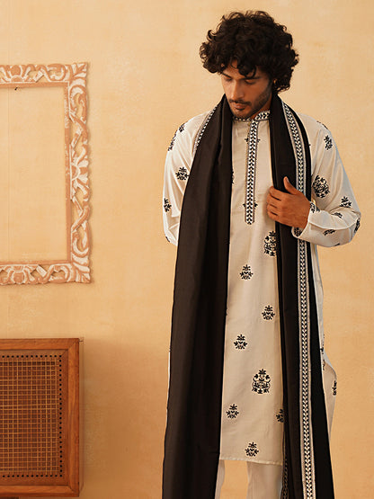 Embroidered & Sequin Kurta With Dupatta