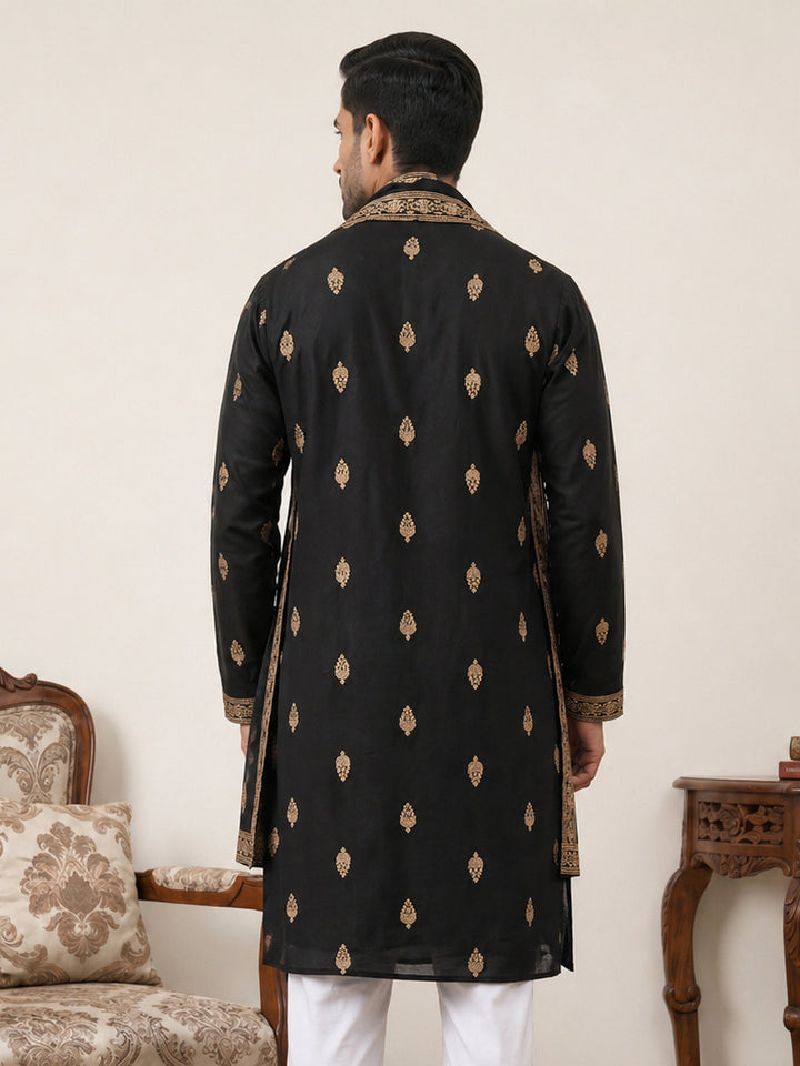 Silk Blend Embroidered Kurta