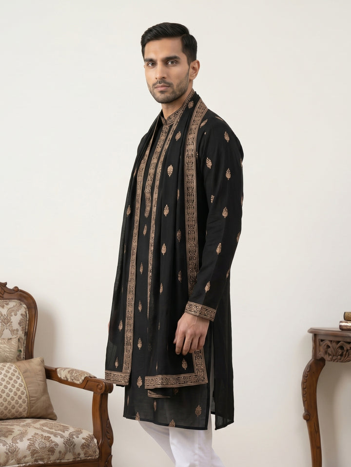Silk Blend Embroidered Kurta