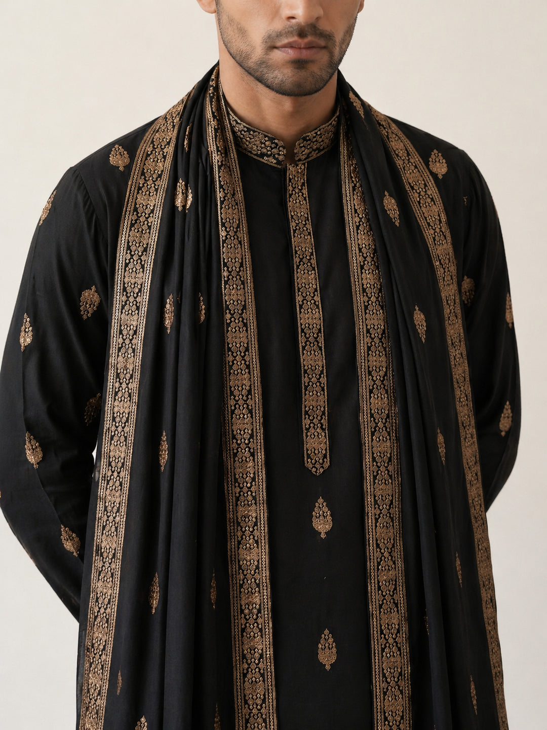 Silk Blend Embroidered Kurta