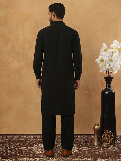 Men'S Solid Pathani Kurta With Salwar