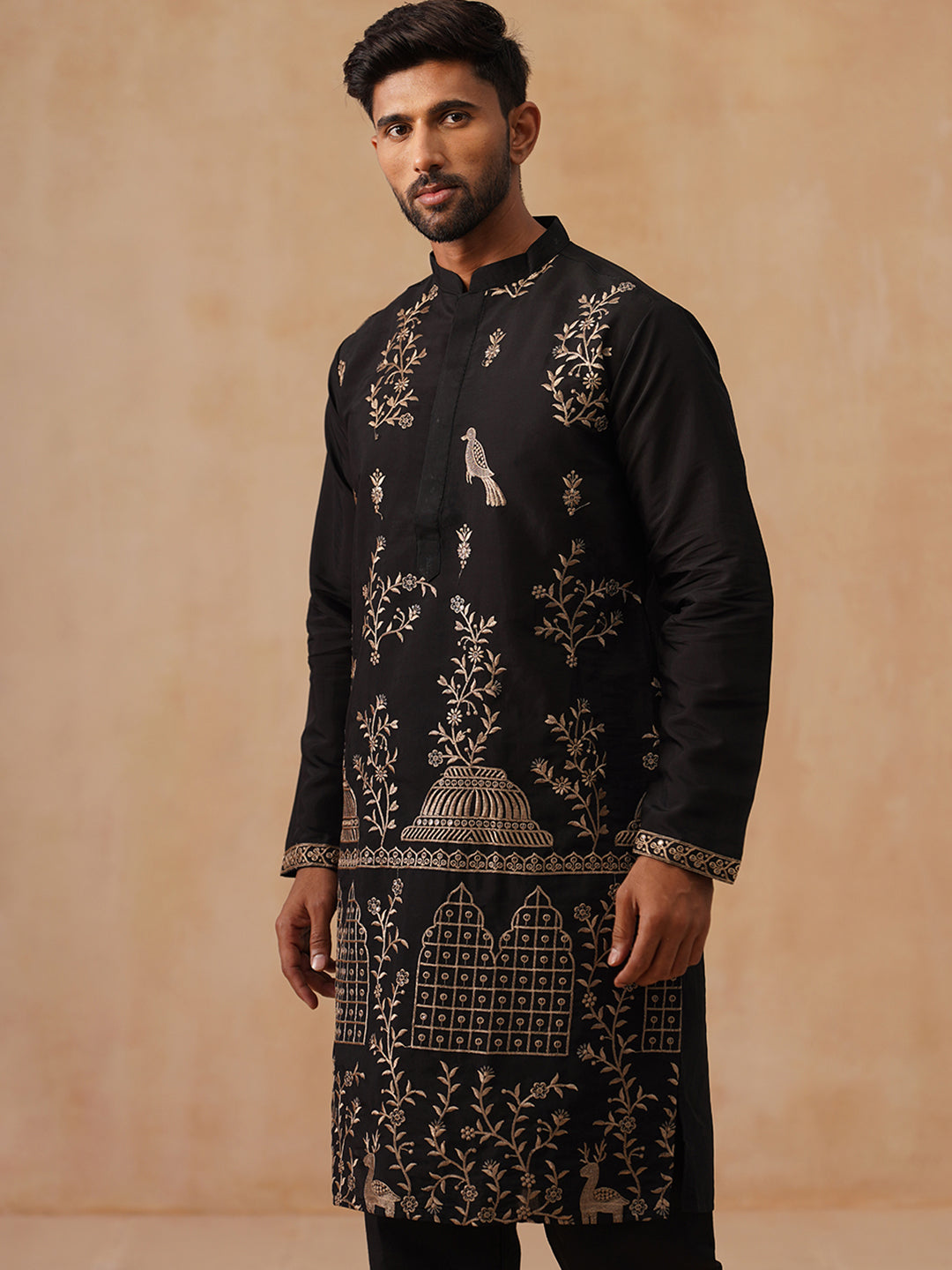 Embroidered Straight Kurta Set For Men