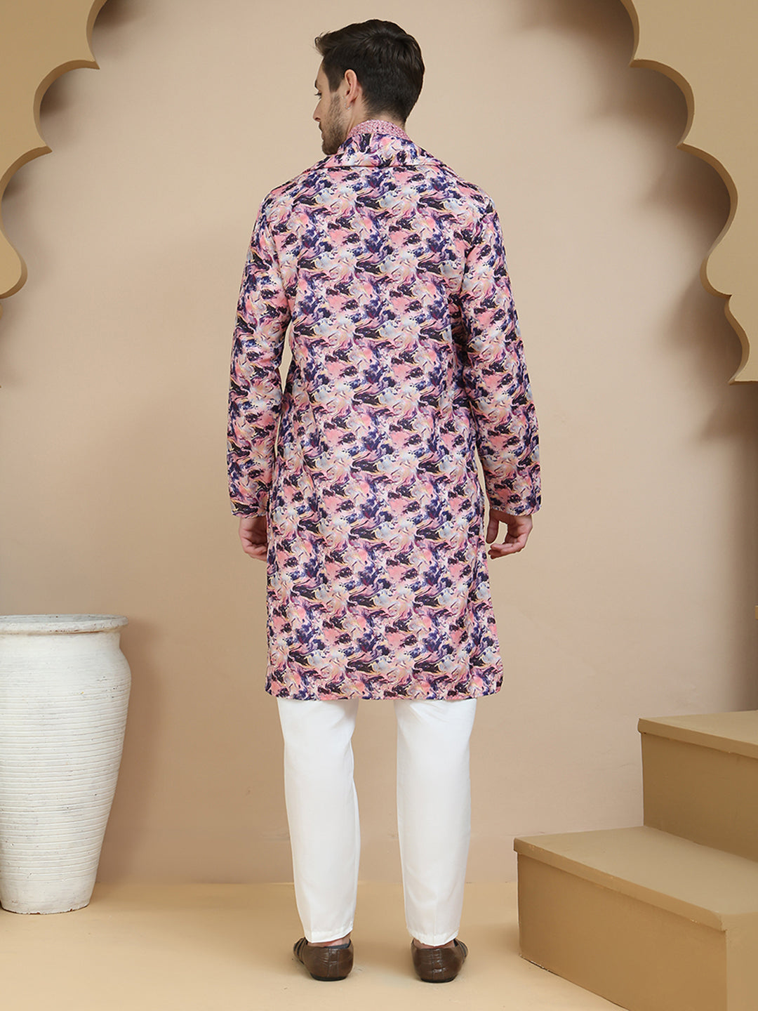 Abstract Printed Kurta Pyjama With Matching Dupatta