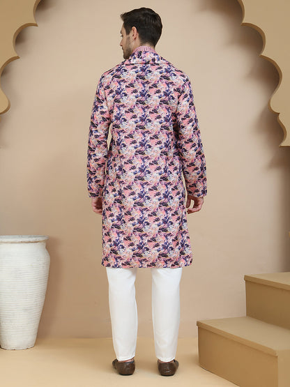 Abstract Printed Kurta Pyjama With Matching Dupatta