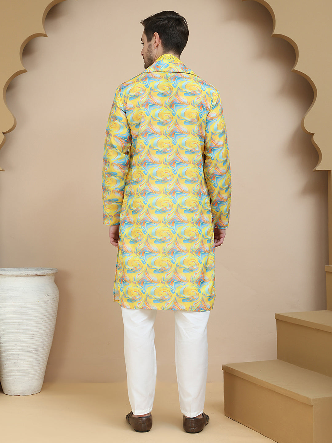 Abstract Printed Kurta Pyjama With Matching Dupatta