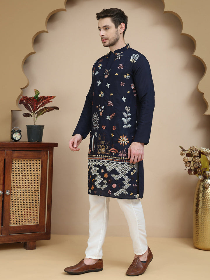 Floral Embroidered And Sequins Kurta Set