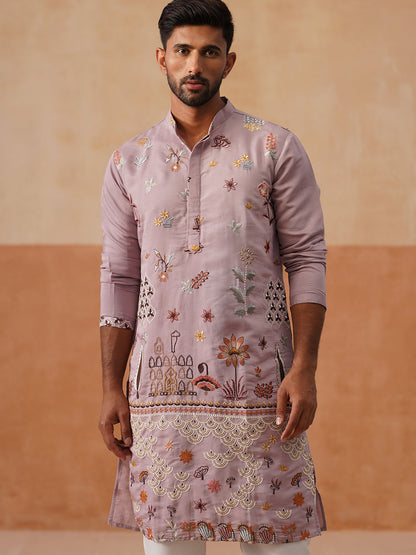 Floral Embroidered And Sequins Kurta Set