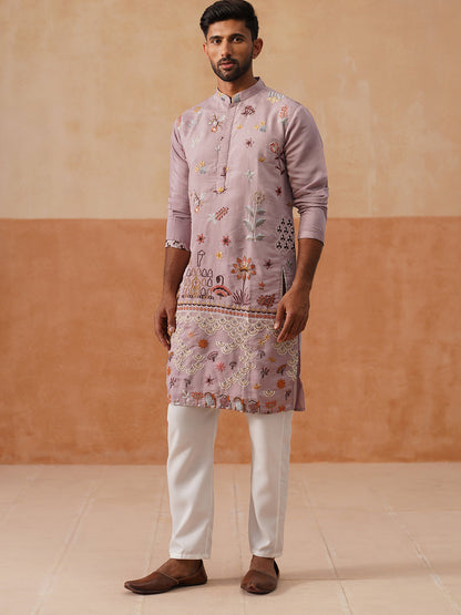 Floral Embroidered And Sequins Kurta Set