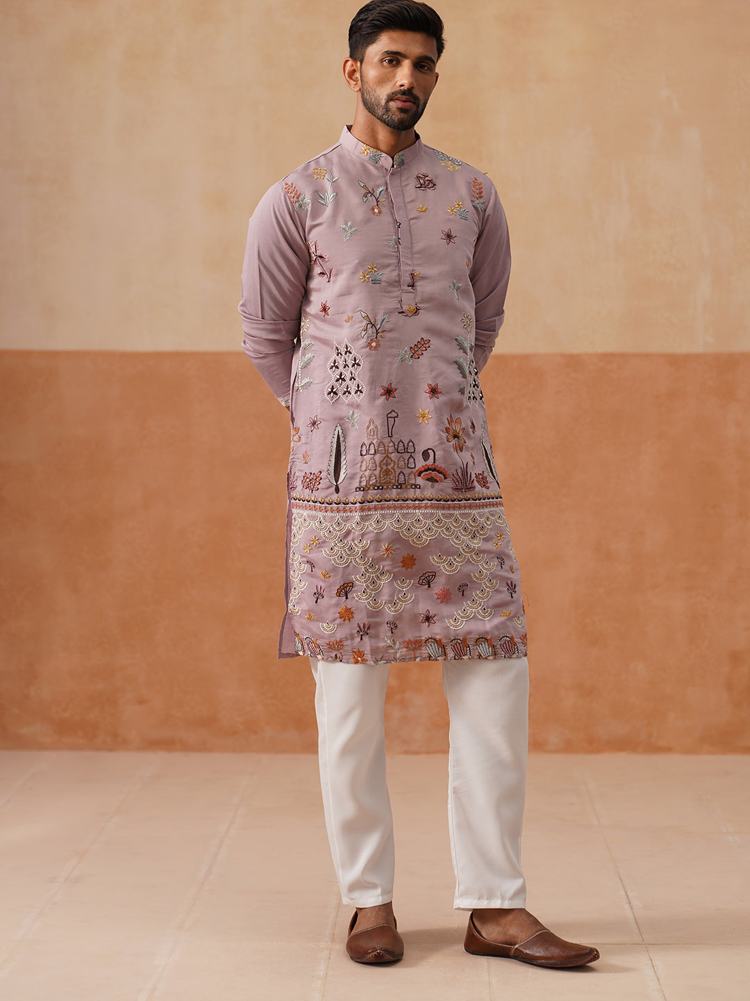 Floral Embroidered And Sequins Kurta Set