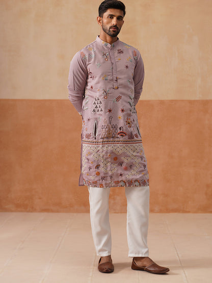 Floral Embroidered And Sequins Kurta Set