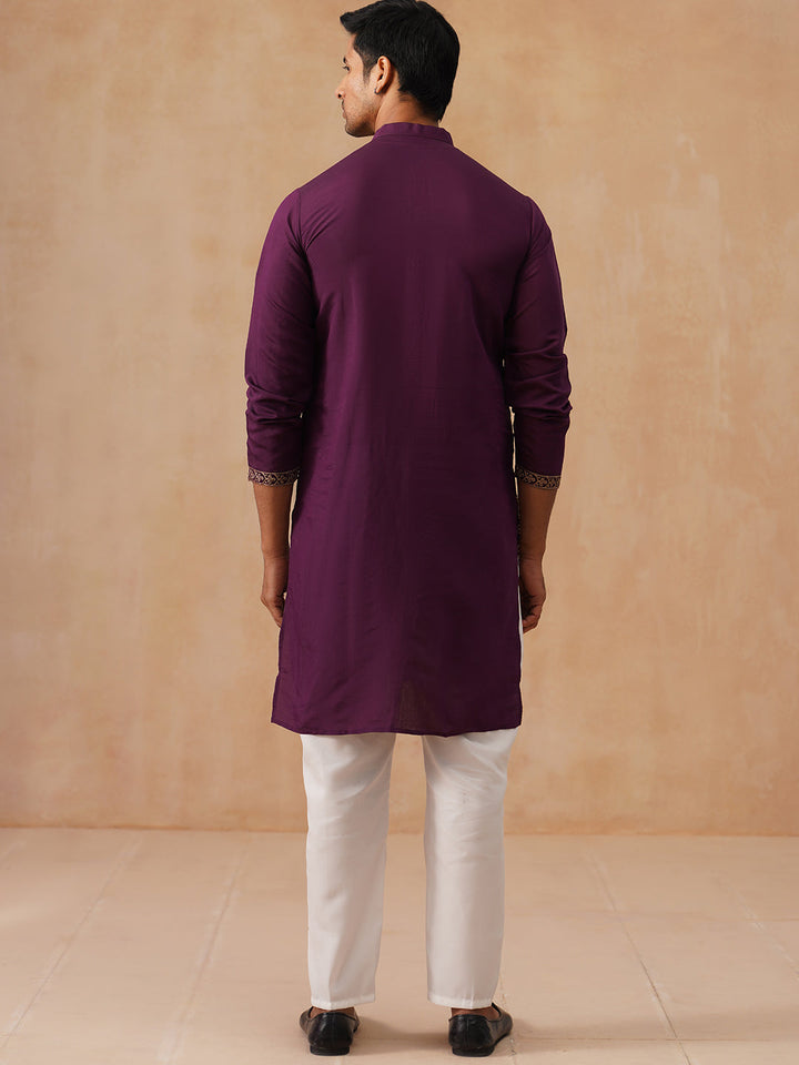 Embroidered Straight Kurta Set For Men