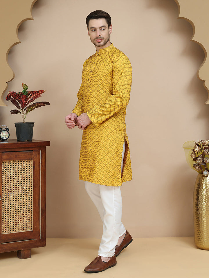 Jacquard Silk Straight Kurta Pyjama Set