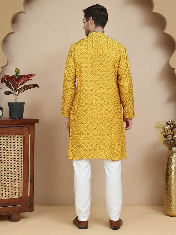 Jacquard Silk Straight Kurta Pyjama Set