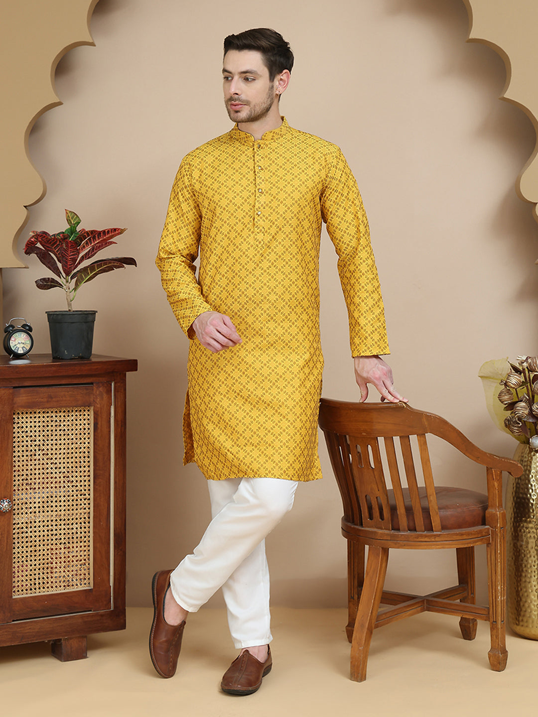 Jacquard Silk Straight Kurta Pyjama Set