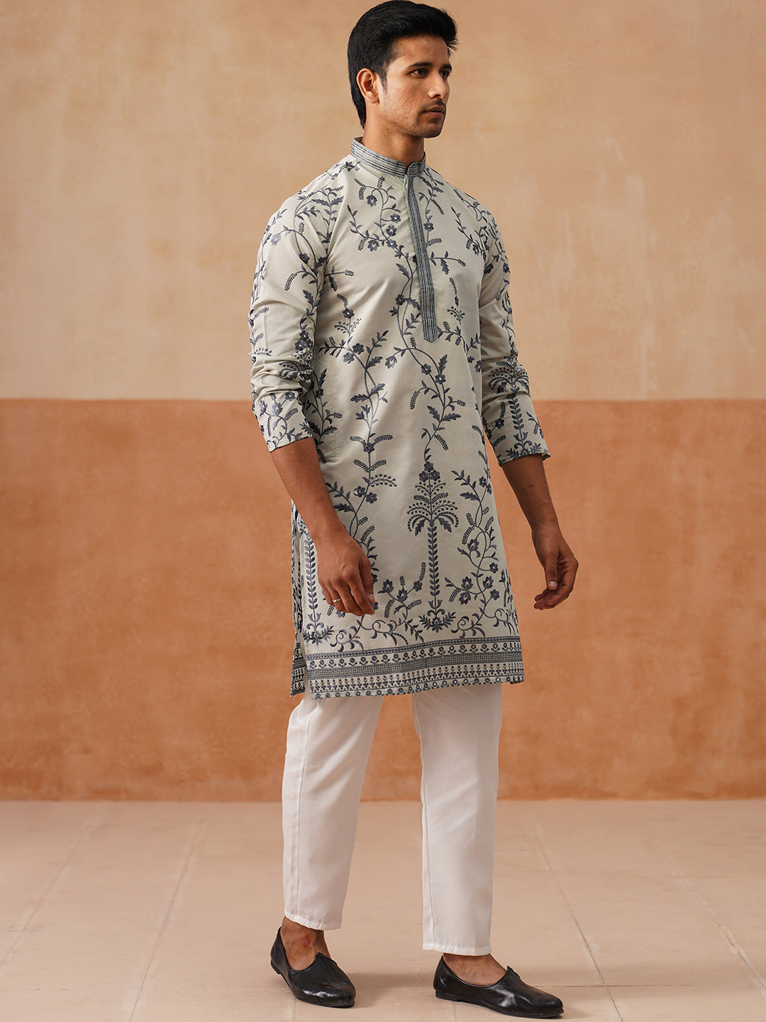 Chikankari Embroidered Kurta Pyjama For Men
