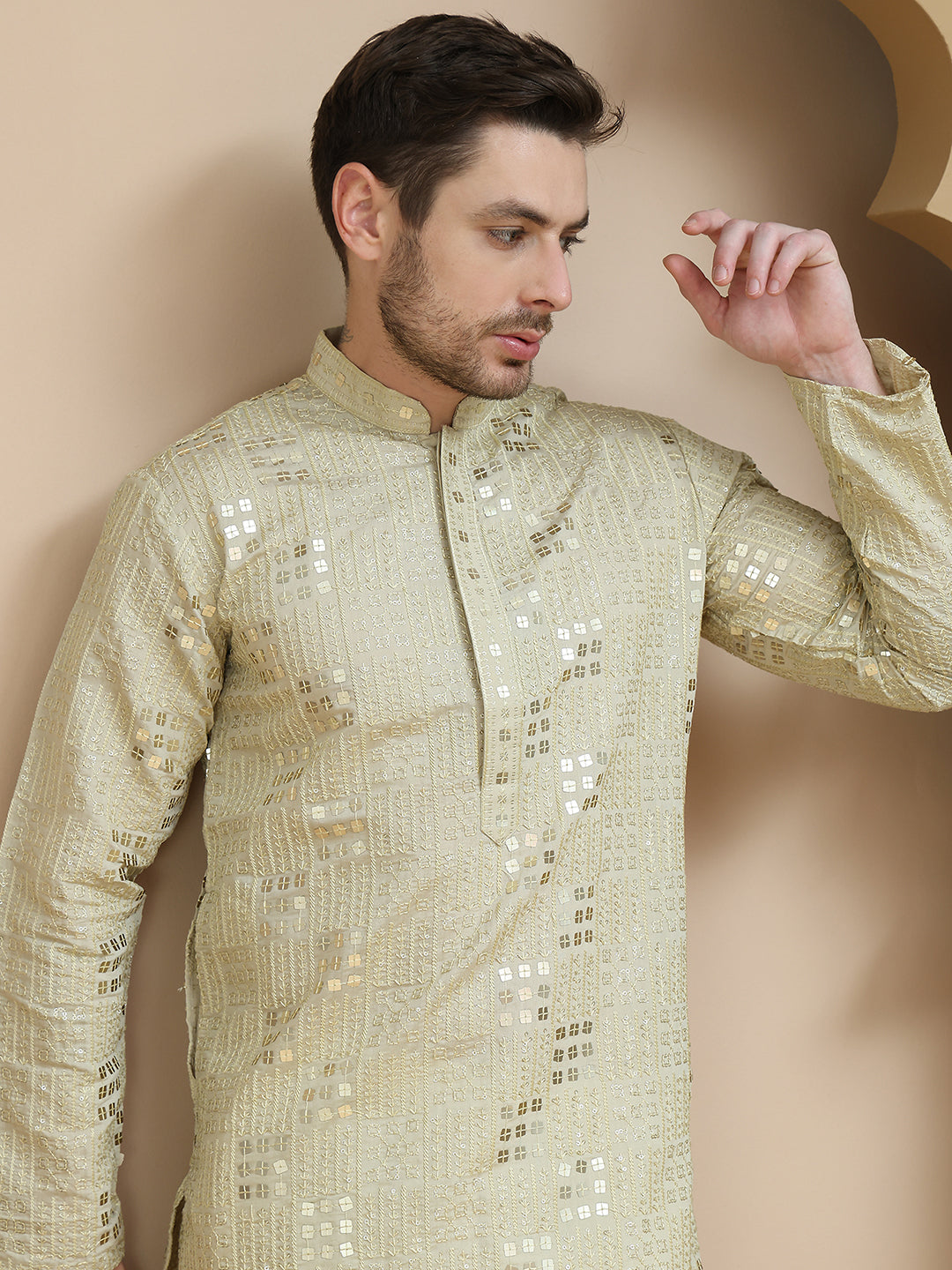 Embroidered &amp; Sequins Kurta Pyjama