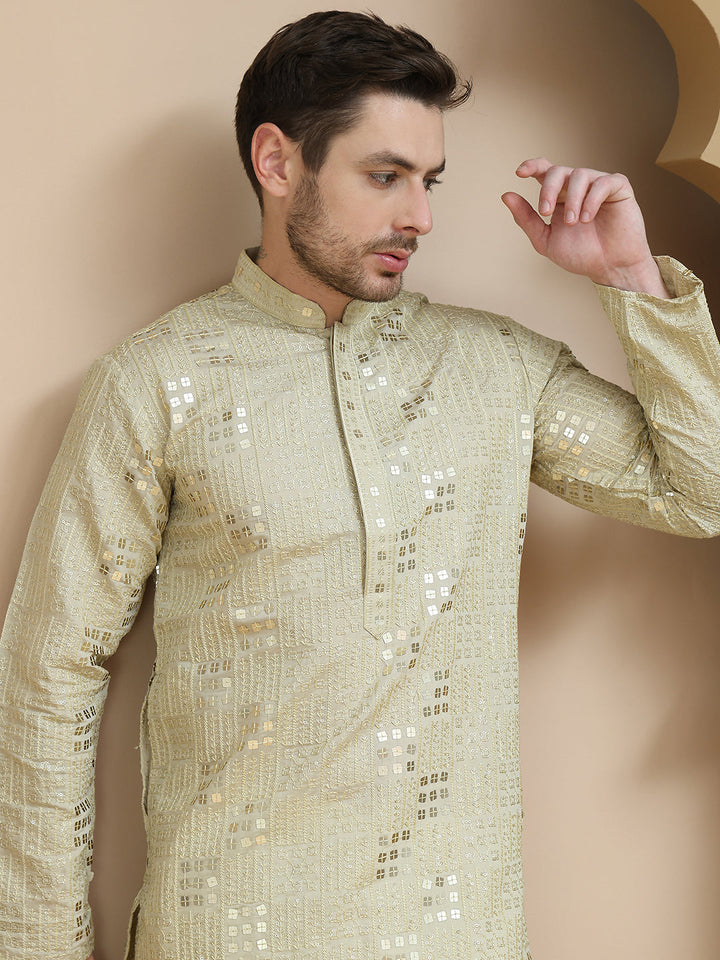 Embroidered &amp; Sequins Kurta Pyjama