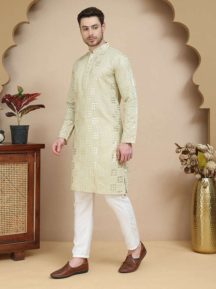 Embroidered &amp; Sequins Kurta Pyjama