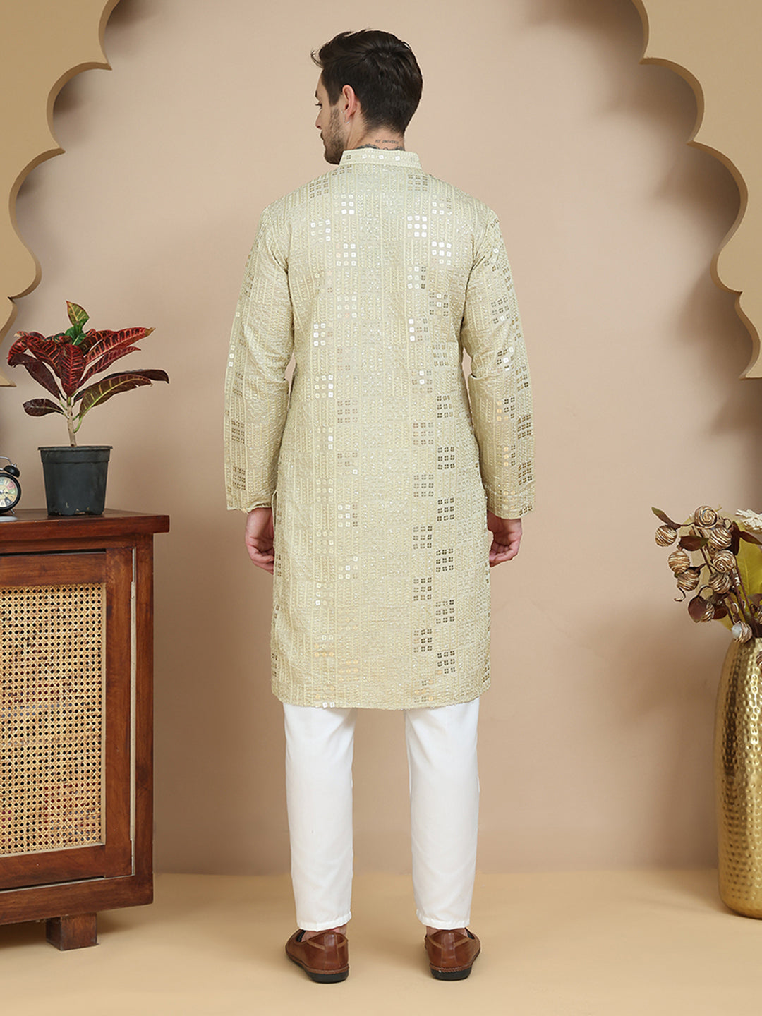 Embroidered &amp; Sequins Kurta Pyjama