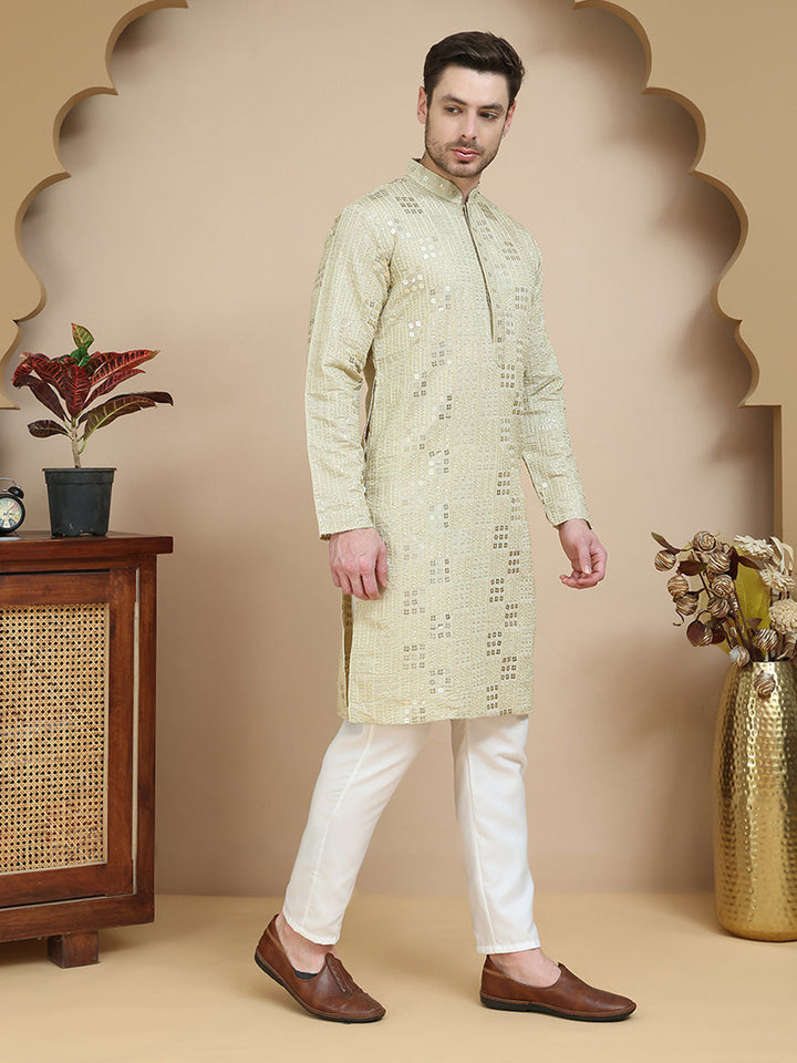 Embroidered &amp; Sequins Kurta Pyjama