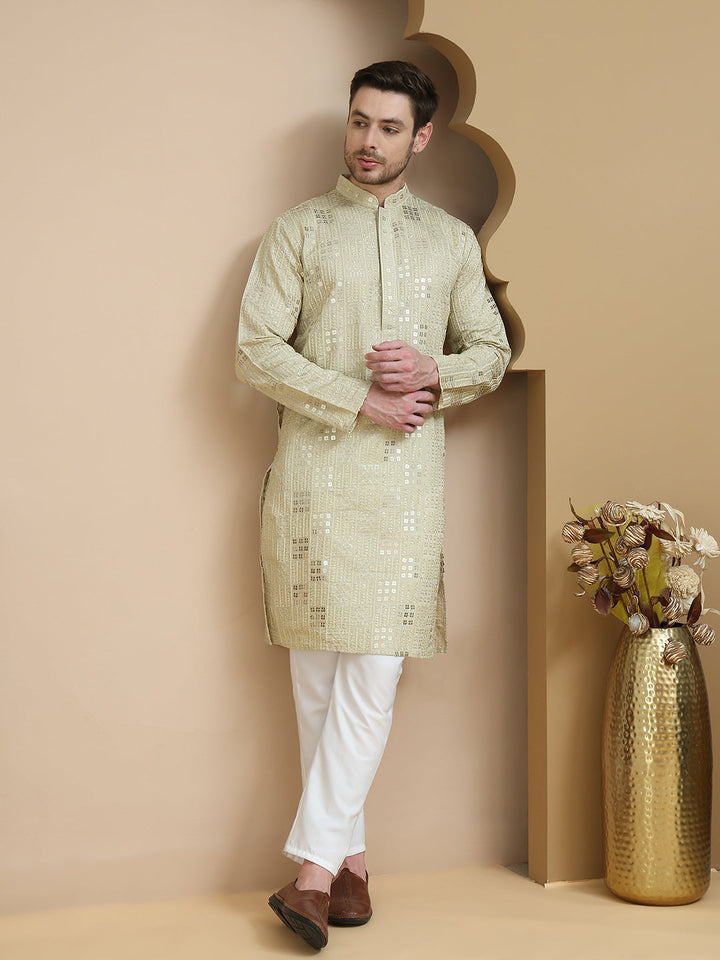 Embroidered &amp; Sequins Kurta Pyjama