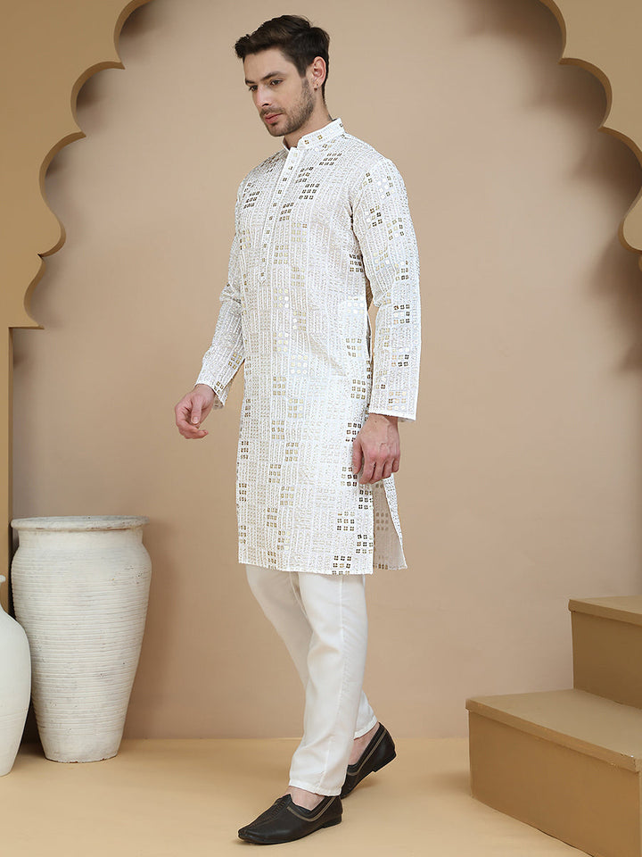 Embroidered &amp; Sequins Kurta Pyjama