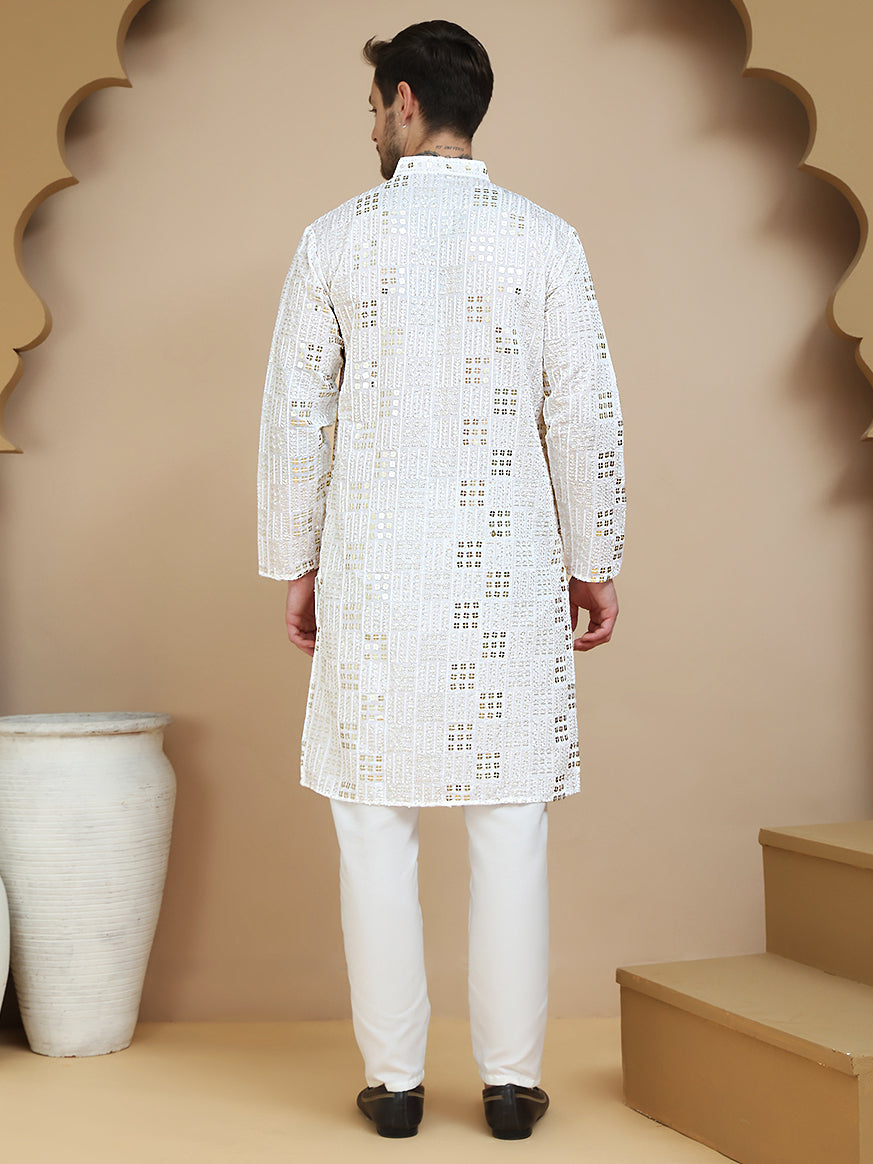 Embroidered &amp; Sequins Kurta Pyjama