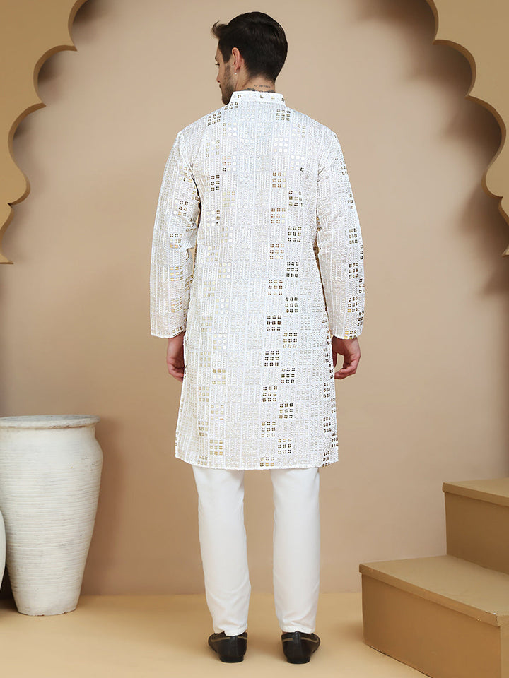 Embroidered &amp; Sequins Kurta Pyjama