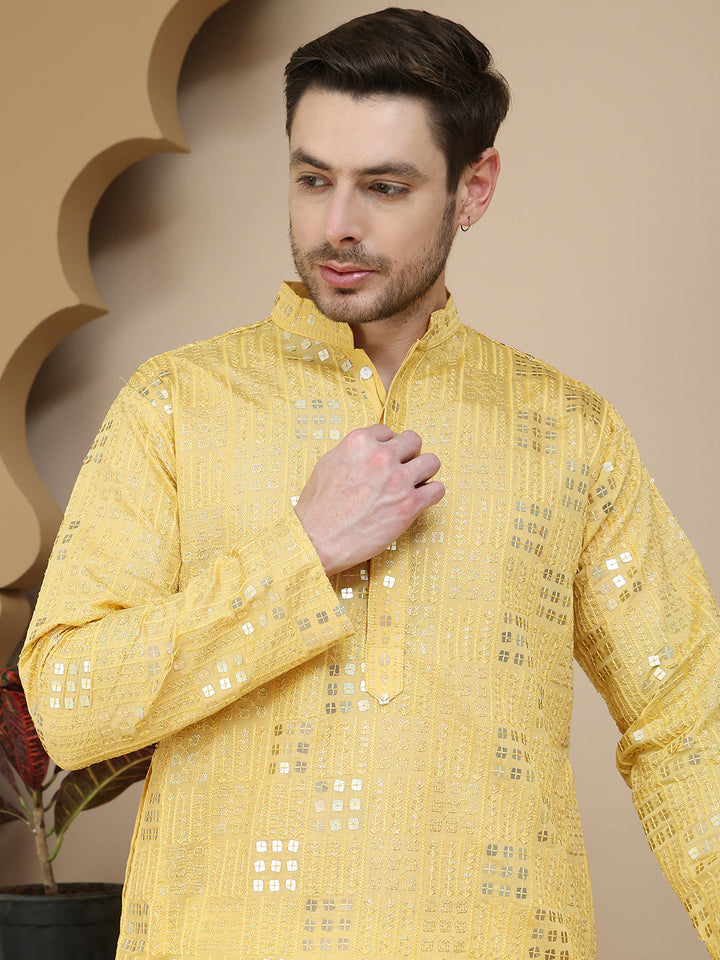 Embroidered &amp; Sequins Kurta Pyjama