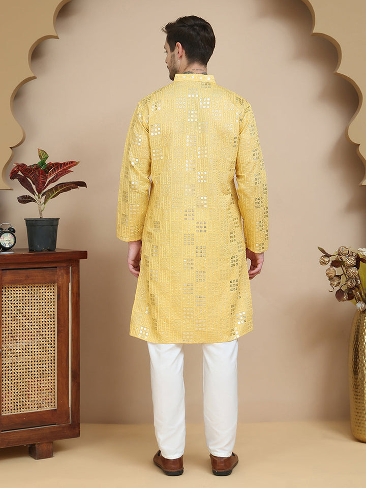 Embroidered &amp; Sequins Kurta Pyjama