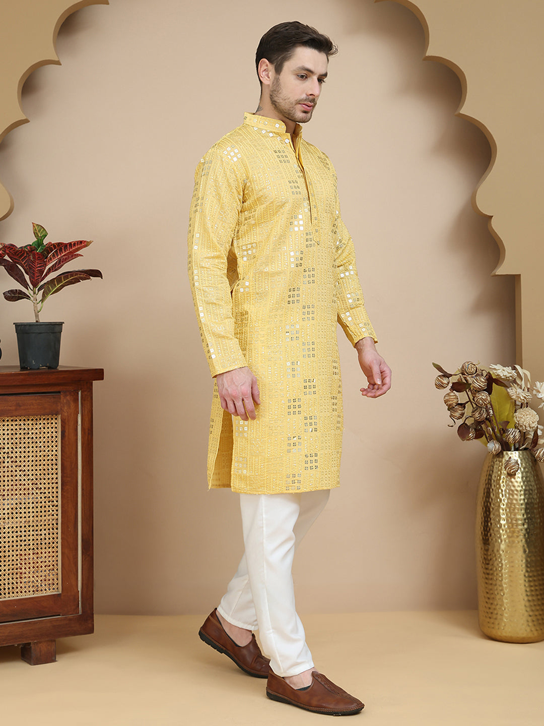 Embroidered &amp; Sequins Kurta Pyjama