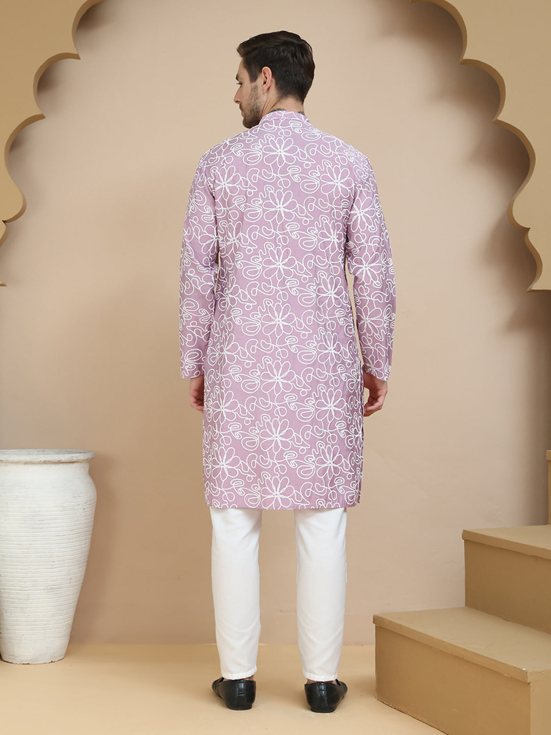 Floral Printed Kurta Pyjama For Men