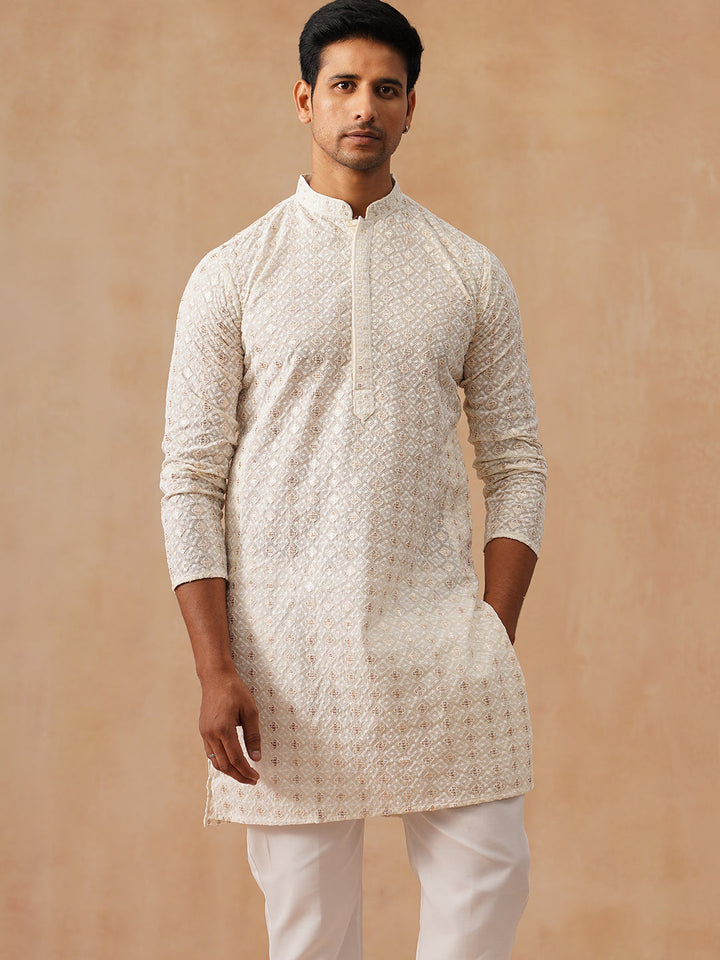 Men’S Ethnic Cotton Embroidered Kurta Pyjama