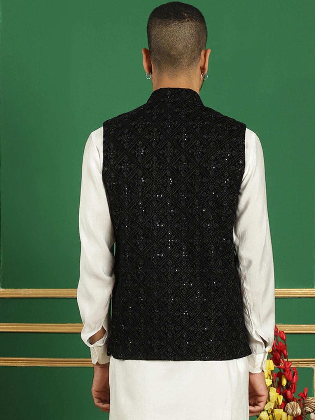 Men'S Sequins Velvet Nehru Jacket