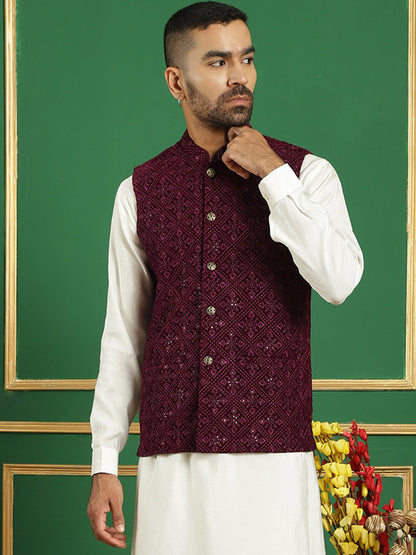 Men'S Sequins Velvet Nehru Jacket