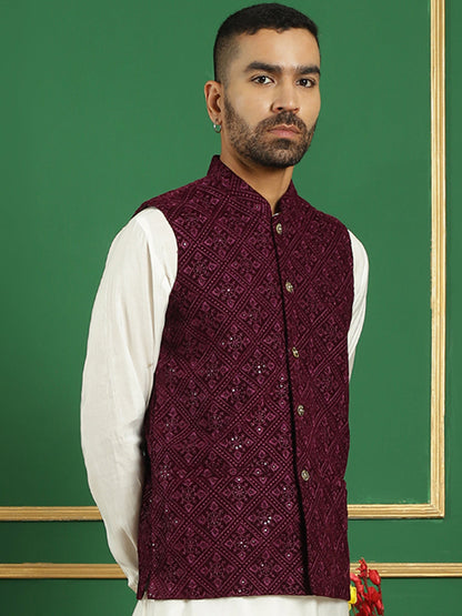 Men'S Sequins Velvet Nehru Jacket