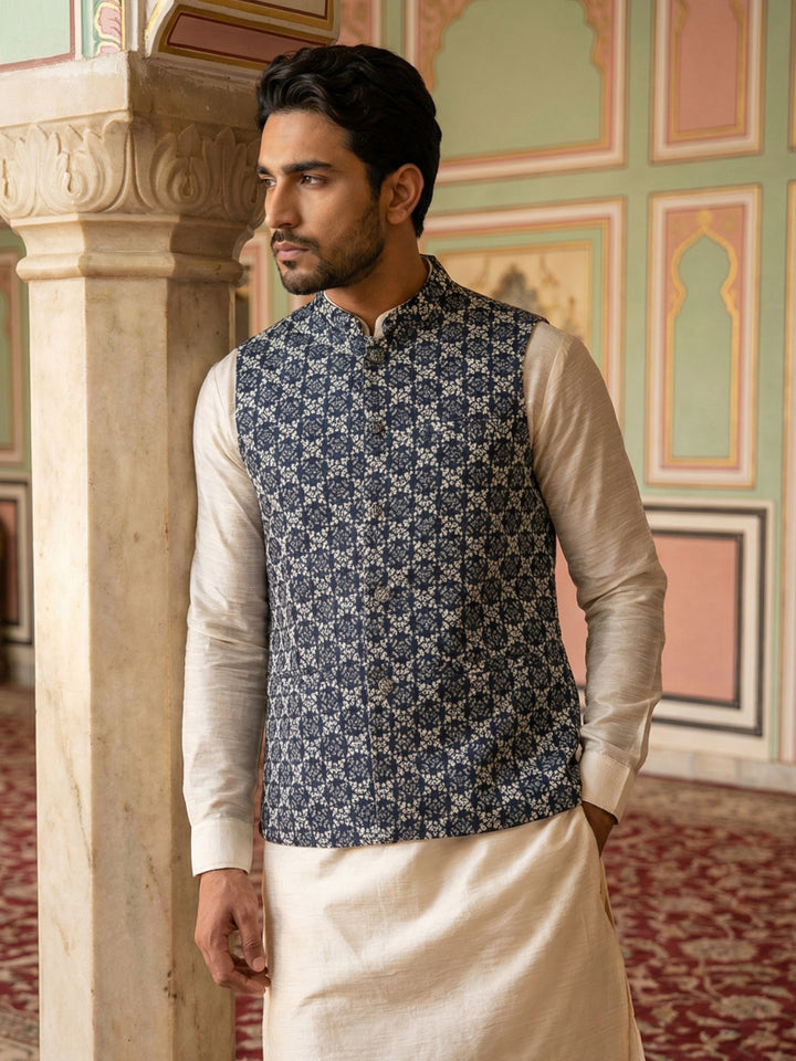 Embroidered Viscose Rayon Nehru Jacket