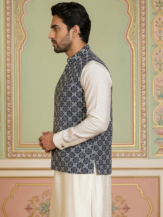 Embroidered Viscose Rayon Nehru Jacket
