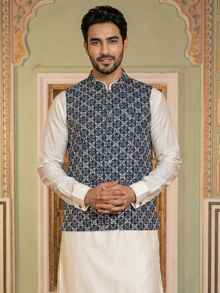 Embroidered Viscose Rayon Nehru Jacket